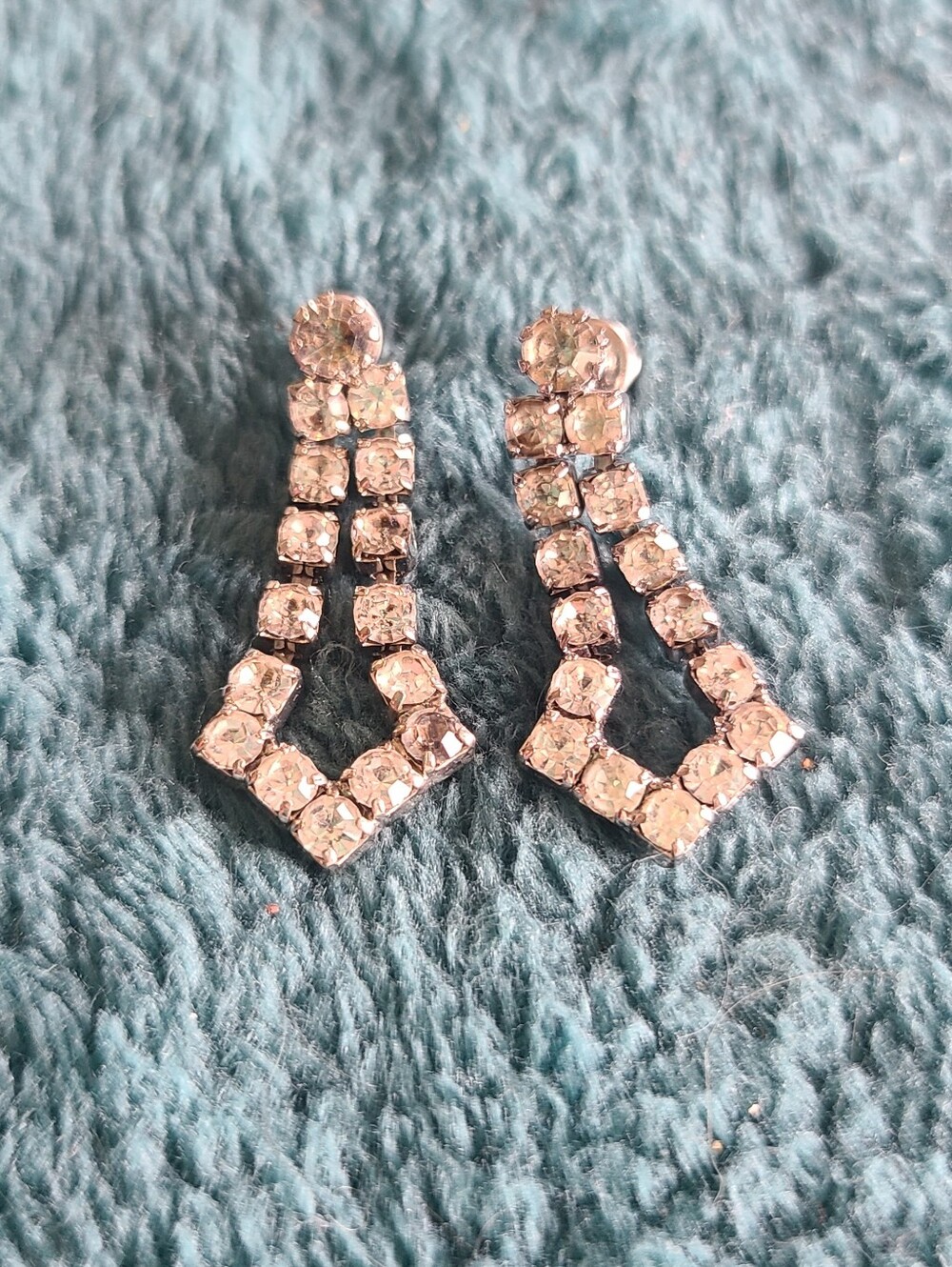 Vintage Rhinestone Geometric Drop Earrings